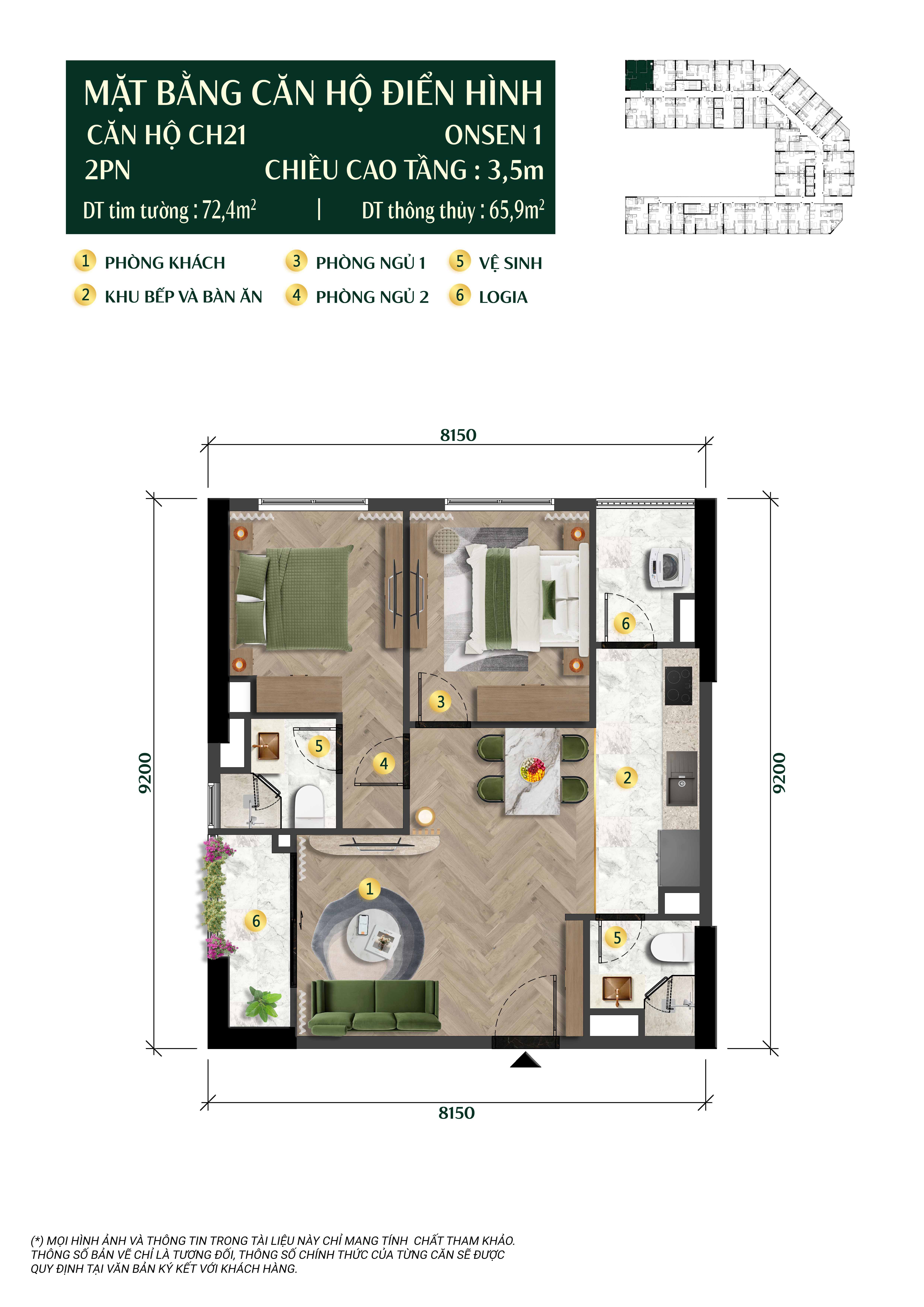 LAYOUT CHI TIẾT CĂN HỘ 2 PN
