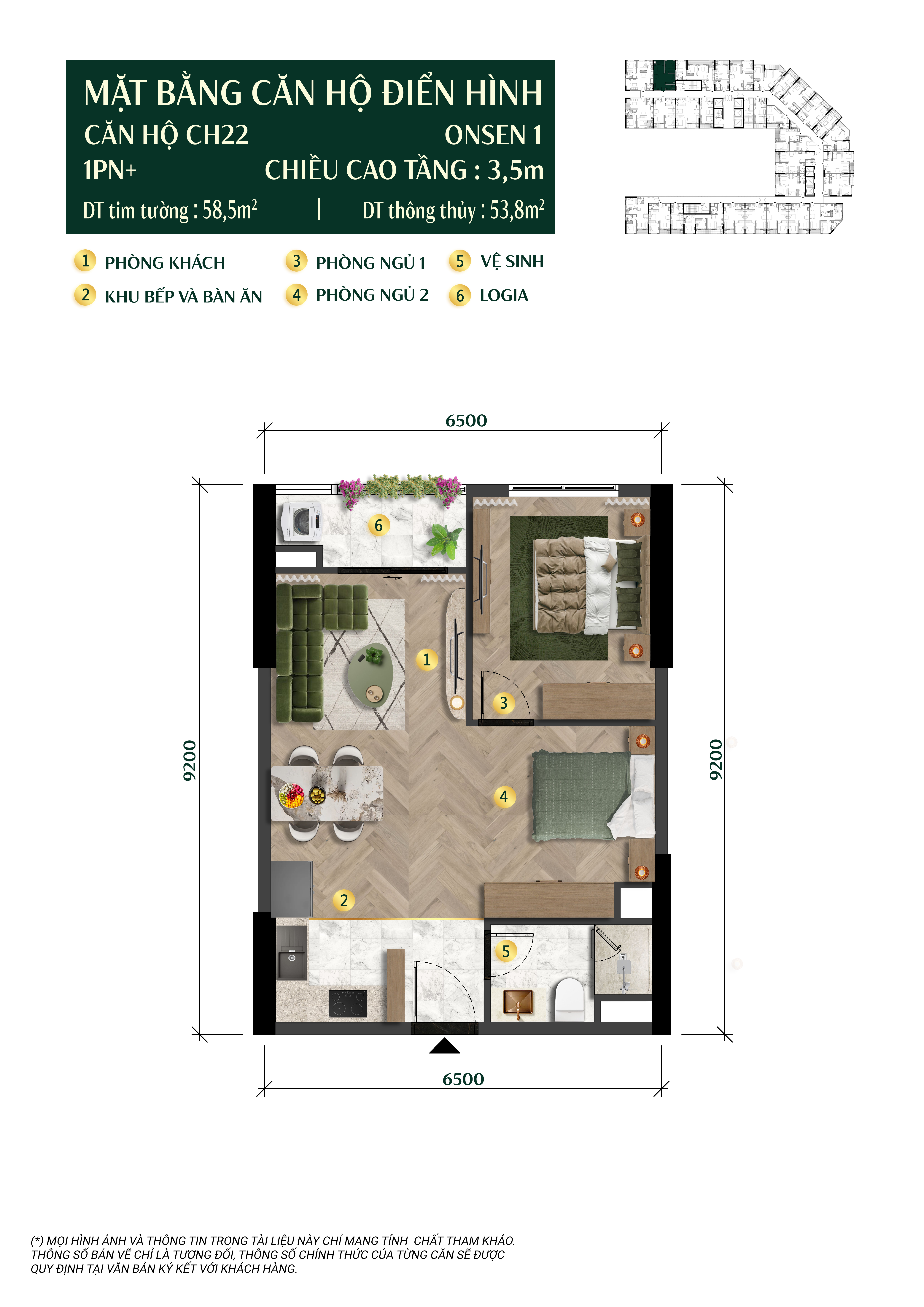 LAYOUT CHI TIẾT CĂN HỘ 1 PN+