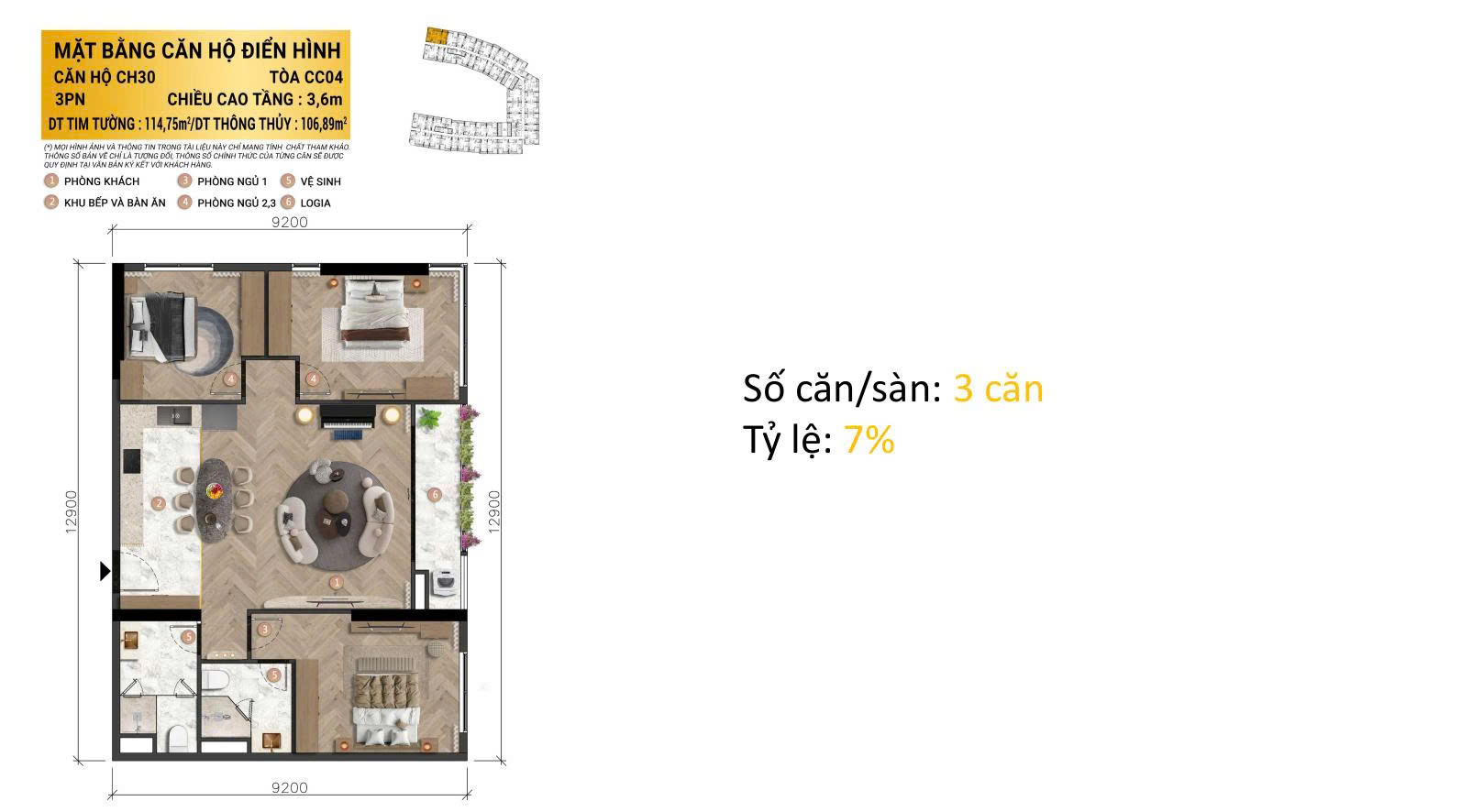 3PN: 93,7 &ndash; 110 m&sup2; &ndash; d&agrave;nh cho gia đ&igrave;nh đa thế hệ